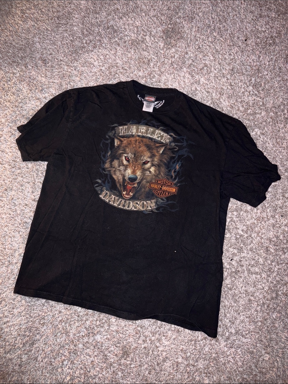 Harley-Davidson Black Tee with Brown Wolf Graphic